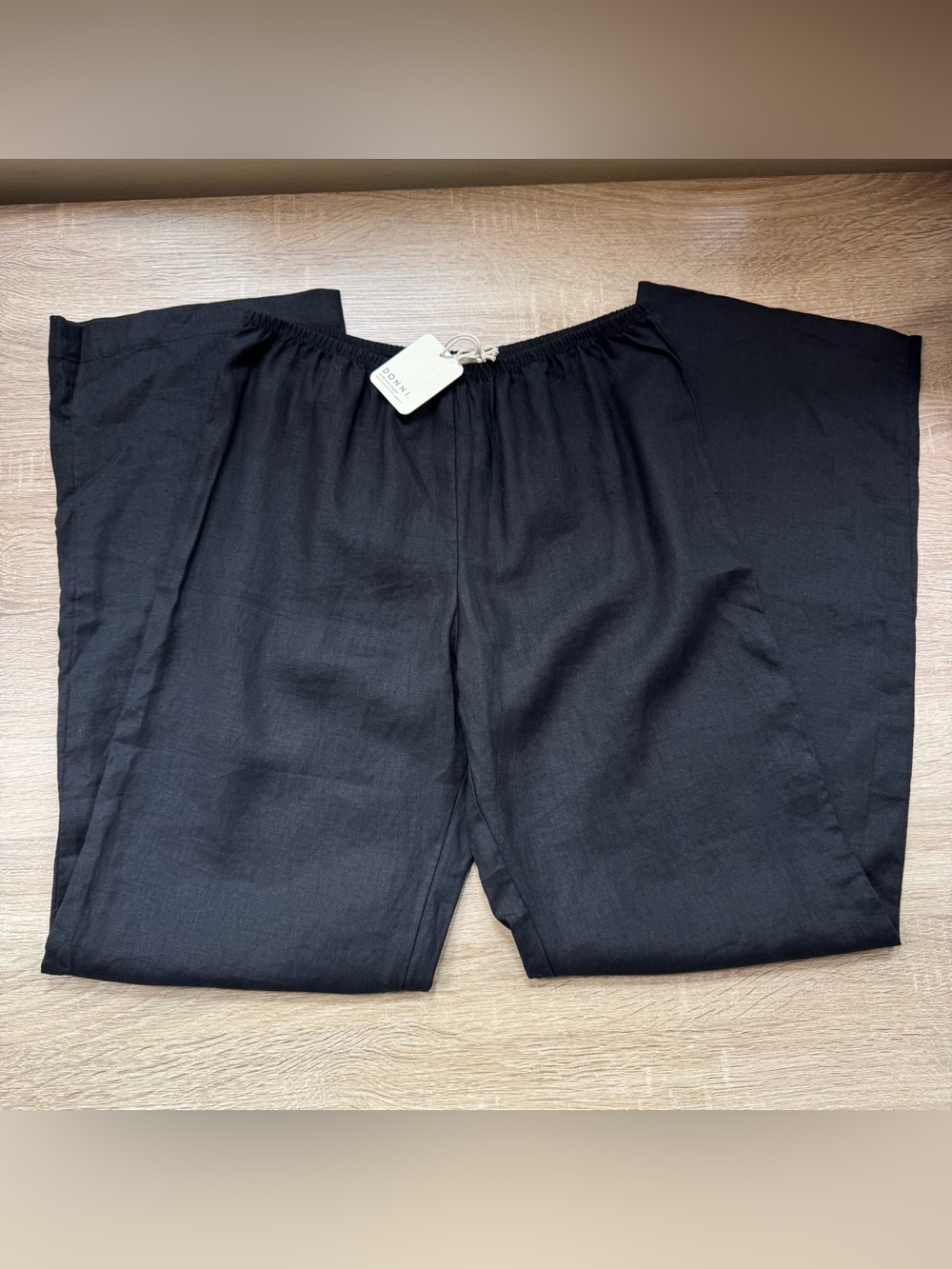 NWT DONNI The Linen Simple Pants in Jet Black XS - Picture 3 of 6